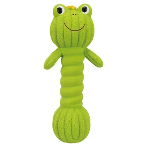 Dumpbell Frog, Frosch/Hantel, Latex mit Sound, 18cm